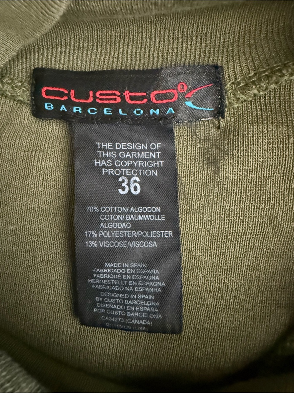 Custo Barcelona Long-Sleeve Graphic Dress With Plaid Skirt Made In Spain - Picture 4 of 7